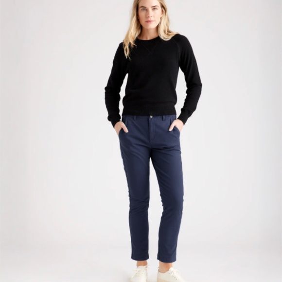 QUINCE Navy Organic Stretch Cotton Twill Girlfriend Chino Pants NWT size 26 - Picture 3 of 14